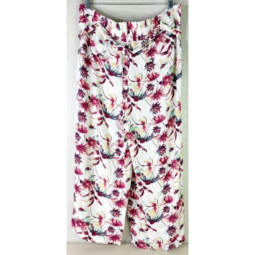 Nature Studio XL (Actual 39x23.5) Primrose Floral Wide Leg Belted Pant Rayon NWT